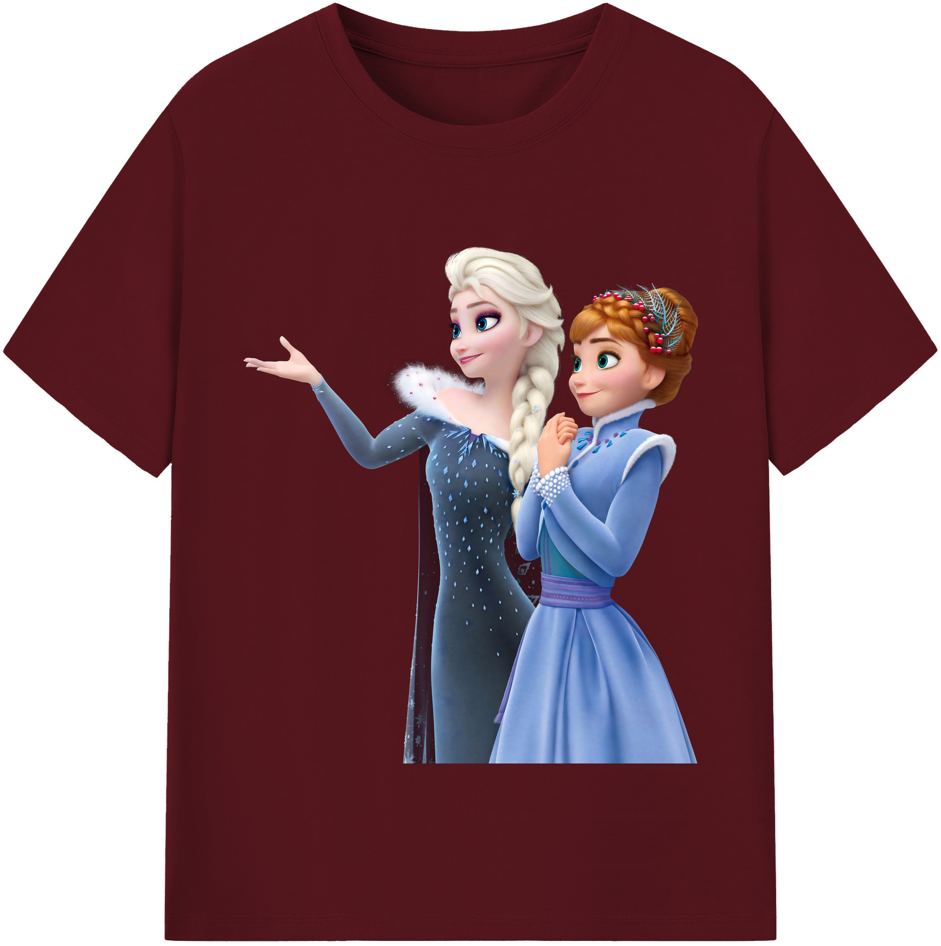（画像用） アナと雪の女王 アンナ エルサ Frozen Anna Elsa 綿100％半袖Tシャツ（フロントプリント）